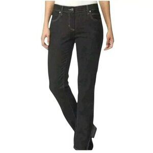 Eileen Fisher Womens T2 Black Slim Straight Organic Cotton Stretch Jeans